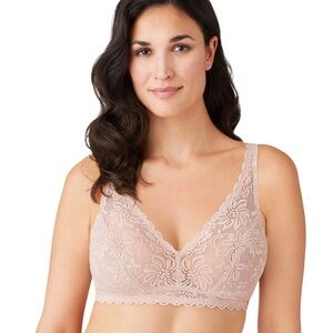 Women's Soft Sense Lace Mesh Bralette 810334 Rose Dust Large